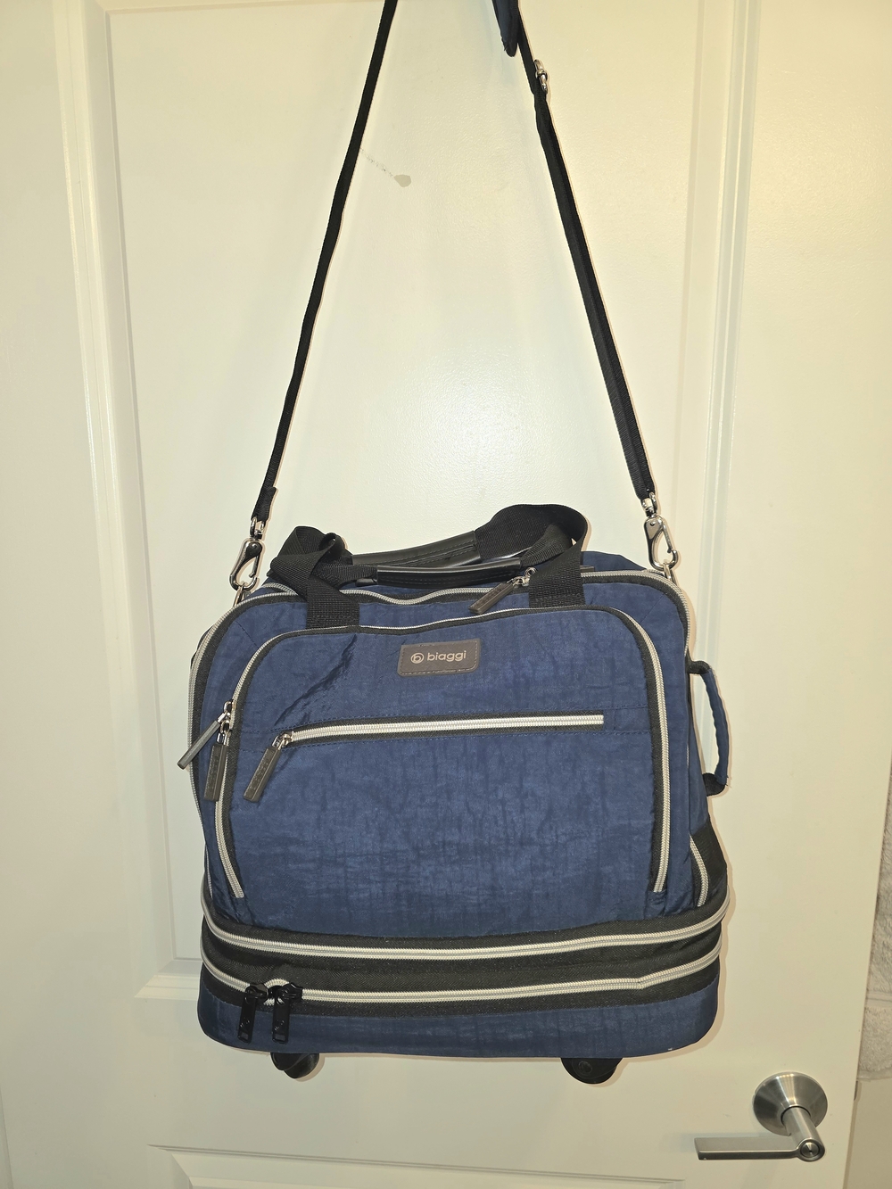 Biaggi Navy Rolling Travel Duffle with Shoulder Strap